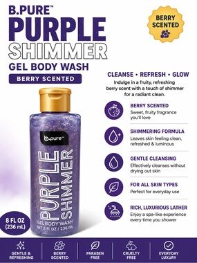 B.PURE Purple Shimmer Gel Body Wash - Berry Scented